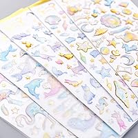 TXIN 5 Sheets Cute 3D Stickers Calendar Scrapbook Planner Journal Stickers for Girls, Sent 3-5 Styles Randomly