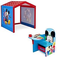 Disney Mickey Mouse Indoor Playhouse with Fabric Tent + Mickey Mouse Chair Desk with Storage Bin