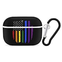Gay LGBT Pride Rainbow Flag Compatible with AirPod Pro Case Full Print PC Headphone Shell Protector Cover with Keychain