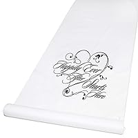 Wedding Accessories Fabric Aisle Runner, 100-Feet Long, White Happily Ever After (30060)