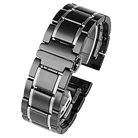 Luxury Ceramic And Stainless Steel 20mm 22mm Black Gold Strap For Men Women Watch Strap Bracelet Wristband