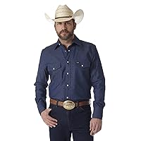 Wrangler Mens Cowboy Cut Firm Finish Long Sleeve Western Snap Solid Work Shirt