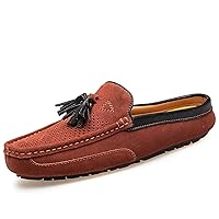 Mens Summer Casual Tassel Breathable Suede Leather Slide Slippers Moccasins Shoes