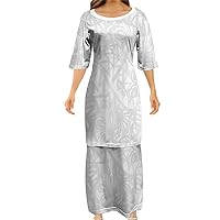 2024 Pacific Islands Puletasi New Temperament Maxi Dress Women's Holiday Dress Hawaii Custom Polynesian White Dress