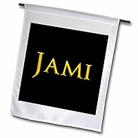 3dRose Jami popular girl baby name in the USA. Yellow on black charm - Flags (fl_354440_1)