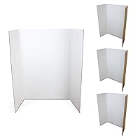 Flipside Products 36” x 48” Project Boards for Presentations, Science Fair, School Projects, Event Displays and Trifold Picture Board, Proudly Made in USA - White - 4 Pack