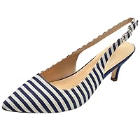 Womens Stripe Slip On Shoes Slip On Office Pumps Pointed Toe Wedding Dress Party Slingback