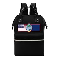 Guam Flag & American Flag Diaper Bag Backpack Travel Waterproof Mommy Bag Nappy Daypack
