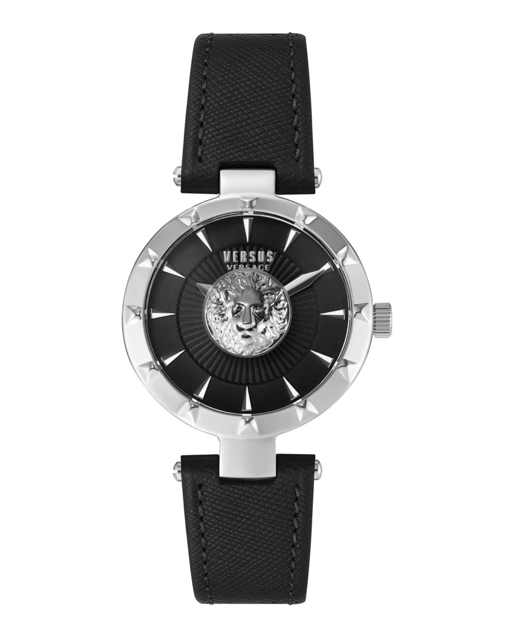 Versus Versace Sertie Collection Luxury Womens Watch Timepiece with a Black Strap Featuring a Stainless Steel Case and Black Dial
