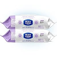 Nice 'n CLEAN Skin Care Baby Wipes Unscented 100ct (2-Pack) | Ideal for Sensitive Skin | Safe on Eczema Prone Skin | 100% Plastic-Free
