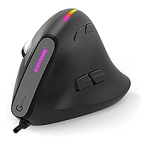 Ergonomic Wireless Mouse, Vertical Mouse with 2.4GHz Receiver, Quiet Mouse with Adjustable DPI 1000/1600/2400, Rechargeable Mice for Laptop, Computer, Desktop, Windows