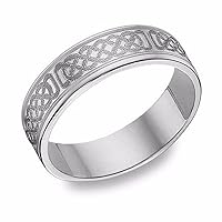 Engraved Celtic Silver Wedding Band Ring in Sterling Silver