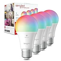 WiFi Color Changing Light Bulb, Alexa Smart Light Bulbs that Work with Alexa & Google Assistant, A19 RGB No Hub Required, 60W Equivalent 800LM CRI>90, 4Pack