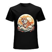 Tiger Mountain Men's T-Shirt Majestic and Serene Tiger in Mountain Graphic Men Women Vintage T-Shirt