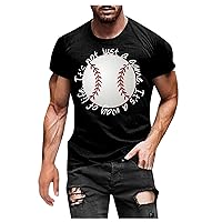 Mens Funny T Shirt Baseball Graphic Cute Tee Tops Graphic Retro Crew Neck T-Shirt Short Sleeve Letter Printed Tee