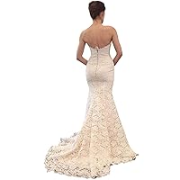 Women's Strapless Lace Beach Mermaid Wedding Dresses for Bride with Train Bridal Ball Gowns Plus Size