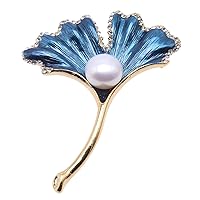 JYX Pearl Ginkgo Leaf Brooch 10.8mm White Freshwater Cultured Pearl Brooch Pin for Women