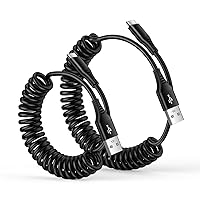 Coiled USB C Cable for Car,3+6 FT USB a to Type C Fast Charging Cable Retractable Android Auto Cord for iPhone 15 Pro,15 Plus,Moto Razr 40 Ultra Edge,Samsung Z Flip5 Fold 5 S24 A15 A25 A54,Pixel 8 Pro