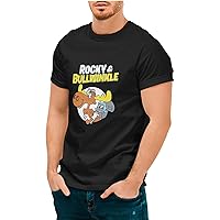 Rocky and Bullwinkle Shirt. Funny T Shirt. 100% Cotton Black T Shirt. Unisex Tee