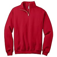 50/50 NuBlend Quarter-Zip Cadet Collar Sweatshirt, Small, True RED