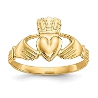 14k Yellow Gold Solid Polished Irish Claddagh Celtic Trinity Knot Ring Size 6 Jewelry Gifts for Women