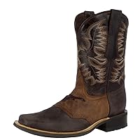 TEXAS LEGACY Mens Black Western Leather Cowboy Boots Longhorn Bull Square Toe