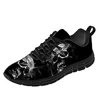 Skull Shoes for Women Men Running Walking Tennis Lightweight Sports Athletic Sneakers Vintage Shoes Gifts for Her Him
