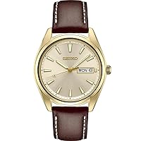 SEIKO Watch for Men - Essentials - with Day/Date Calendar, LumiBrite Hands and Markers, Leather Bracelet, 100m Water-Resistant