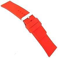 28mm Trendy Blazing Bright Red Textured Rubber Silicone Waterproof Watch Band