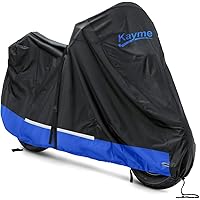 Kayme 300D Motorcycle Cover Waterproof Outdoor, All Season Rain Dust Resistant Motorbike Protective Tarp with Lock Hole, Universal Fit Harley Davidson, Indian, BMW Cruiser Touring, Length 108 inch.