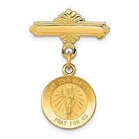 14 kt Yellow Gold Saint John the Baptist Medal Pin 26 x 18 mm