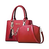 PU Leather Purses and Handbags for Women Casual Tote Bag Work Top Handle Satchel Shoulder Crossbody Bag Purse Set 2pcs