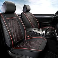 GIANT PANDA Car Seat Covers Full Set with Waterproof Leather Car Seat Protectors Covers Automotive Vehicle Cushion Cover Universal Fit for Most Cars (Black+Red)