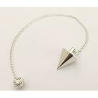 Silver Plated Cone Shaped Point Metal Pendulum Divination Reiki Energy Healing Dowsing Wicca Balancing Spiritual Answers Metaphysical Pendant