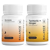 Bromelain 500mg, 120 Capsules - Pineapple Extract Digestive Enzyme - Joint Support Supplement and Brain Health with Turmeric Curcumin Ginger Capsules - 1950mg, 95% Curcuminoids with Black Pepper