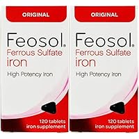Feosol Original Iron Supplement Tablets,Non-heme 325mg Ferrous Sulfate (65mg Elemental Iron) per Iron Pill, 1 Per Day, 120ct, 4 Month Supply, for Energy and Immune System Support