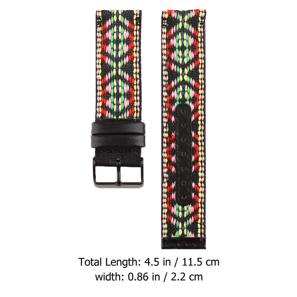 Hemobllo Embroidery Ethnic Pattern Watch Band Replacement PU Leather Watch Strap Compatible for Fitbit Versa (Colorful)
