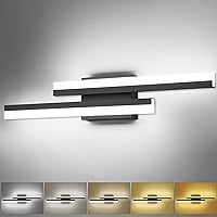 PRESDE Bathroom Vanity Light Dimmable Changeable 24inch 5 Color Modern LED Matte Black Bathroom Wall Light Fixtures 5CCT