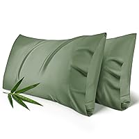 PARISBELLA Cooling Pillow Cases Standard Size with Envelope Closure, Breathable Pillowcases for Hot Sleepers, Hotel Grade Forest Green Pillow Covers, 20 X 26 Inches, Set of 2