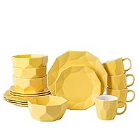 Stone Lain Jamie Porcelain Dinnerware Set, 16-Piece Service For 4, Yellow