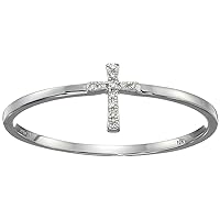 Amazon Collection 10k White Gold Diamond Accent Cross Ring