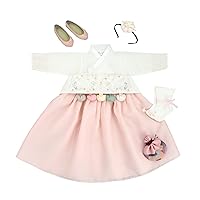 Girl Hanbok Baby Korea Traditional Dress 100th Party First Birthday Celebration 1-10 Ages Ivory Pink Embroidery DDG06