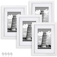 Nacial Picture Frames, White 5x7 Picture Frame Set of 4, Photo Frame Display 4x6 Photo with Mat and 5x7 photo without Mat, Picture Frames Collage for Wall or Tabletop