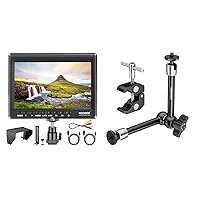 Neewer F100 7 Inch Camera Field Monitor with Magic Arm and Super Clamp, Video Assist Slim IPS 1280x800 HDMI Input 1080p with Sunshade for DSLR Cameras, (Battery & Adapter NOT Included)