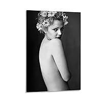 Jhgready Sexy Actress Drew Barrymore Poster Fashion Celebrity Portrait Art Decoration Canvas Poster Bedroom Decor Office Room Decor Gift Frame-style 12x18inch(30x45cm)