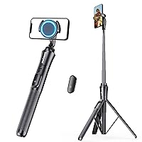 Sensyne 62'' Magstick Selfie Stick Tripod, All-in-One Phone Tripod with Magnetic Phone Holder and Detachable Wireless Remote, Compatible with MagSafe, All Cell Phones