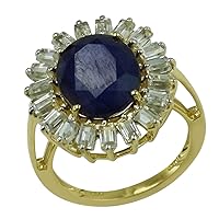 Carillon Blue Sapphire Gf Oval Shape 12X10MM Natural Earth Mined Gemstone 10K Yellow Gold Ring Unique Jewelry for Women & Men