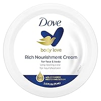 Dove Body Love Rich Nourishment Cream, Face, Hand & Body Lotion for Extremely Dry Skin, Fast-Absorbing 72-Hour Moisturizing Cream with Ceramide Serum, Travel Size, 2.53 Oz