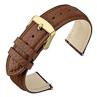 ANNEFIT Watch Band 18mm, Quick Release Textured Padded Leather Straps with Gold Buckle for Men and Women (Brown)