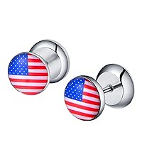U2U® Jewelry 316L Pair Of Surgical Stainless Steel National Flag Stud Earring With Sided same pattern 2016 (UNITED STATES/GERMANY/FRANCE/UNITED KINGDOM/ITALY ETC)
